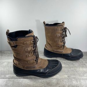 Sebago Men’s Wells Riverbank Waterproof Coffee Leather Snow Rain Boots Size 10